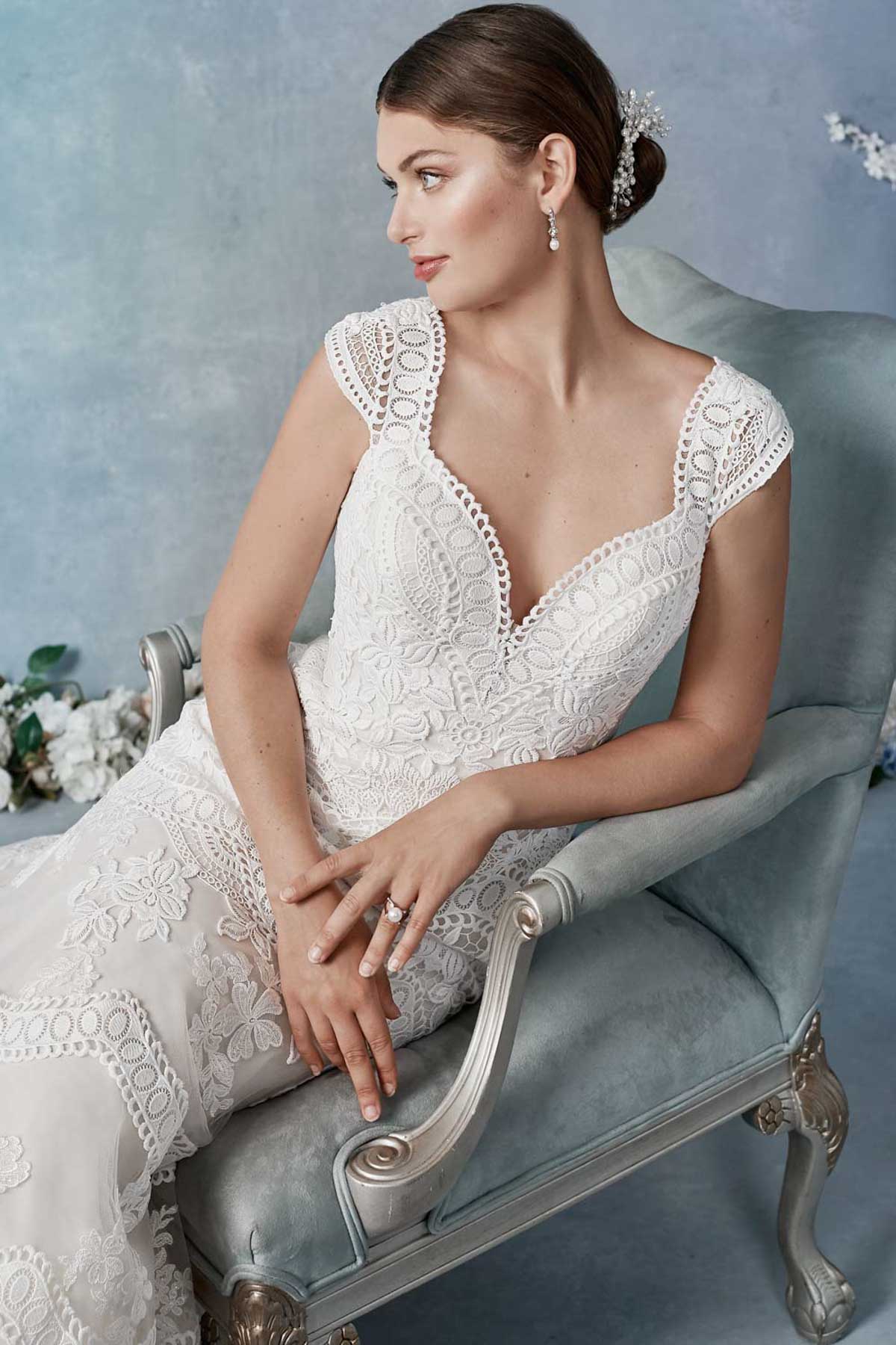 Cap Sleeve Lace Fit And Flare Wedding Dress